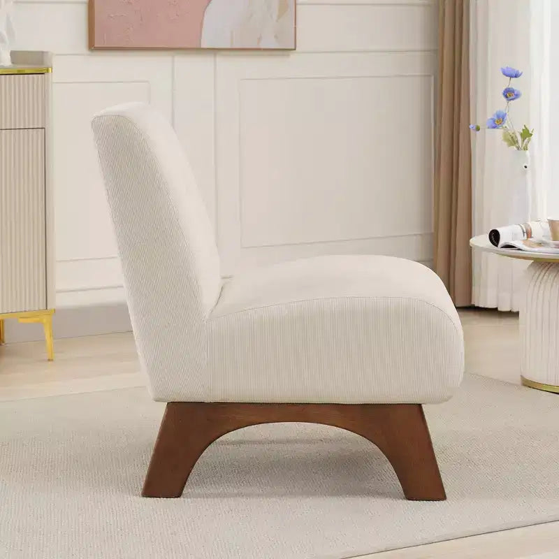 Hyleory Corduroy Upholstered Living Room Chair with Wood Legs, Modern Slipper Side Chair, Reading Chair for Living Room, Bedroom, Office, Small Space