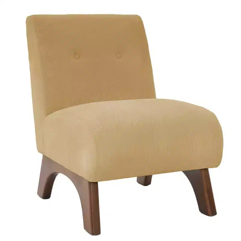 Hyleory Corduroy Upholstered Living Room Chair with Wood Legs, Modern Slipper Side Chair, Reading Chair for Living Room, Bedroom, Office, Small Space