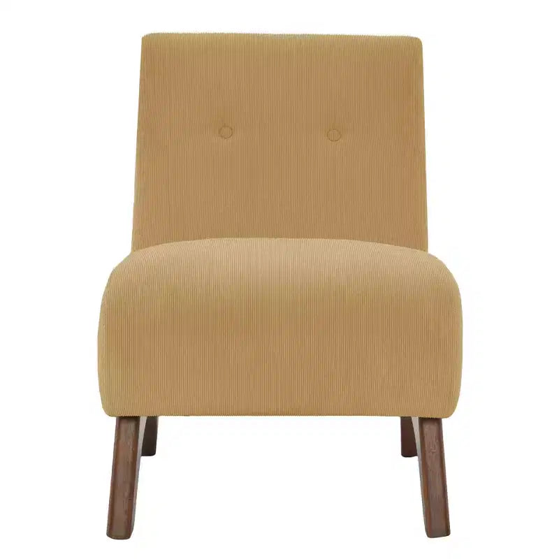 Hyleory Corduroy Upholstered Living Room Chair with Wood Legs, Modern Slipper Side Chair, Reading Chair for Living Room, Bedroom, Office, Small Space