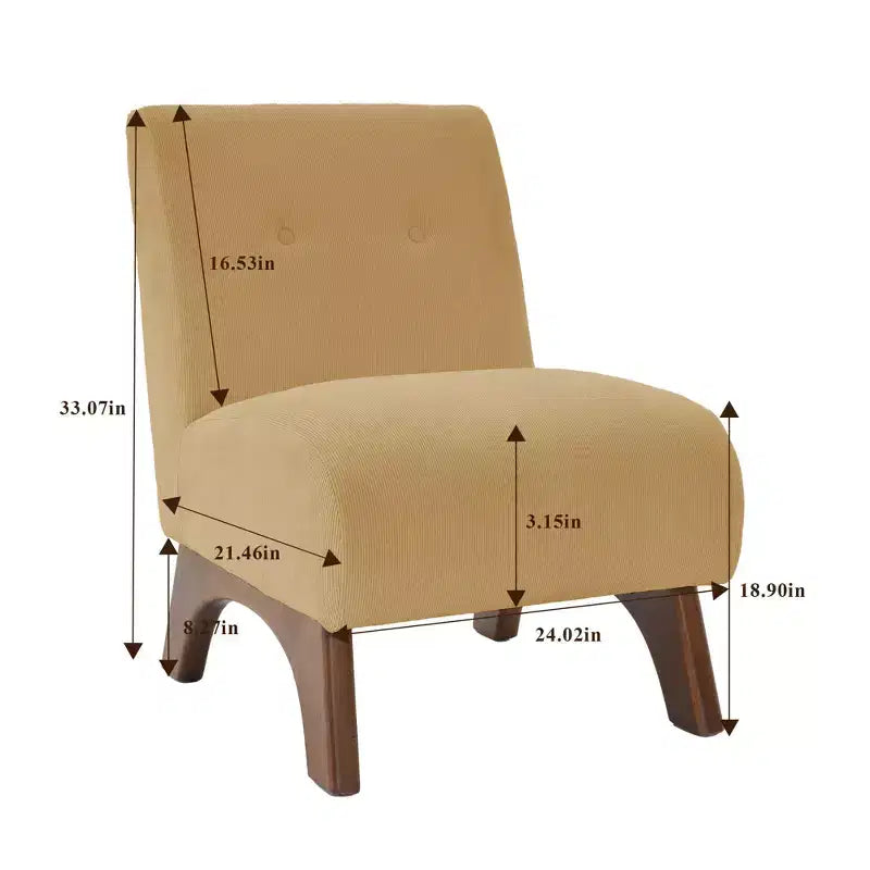 Hyleory Corduroy Upholstered Living Room Chair with Wood Legs, Modern Slipper Side Chair, Reading Chair for Living Room, Bedroom, Office, Small Space