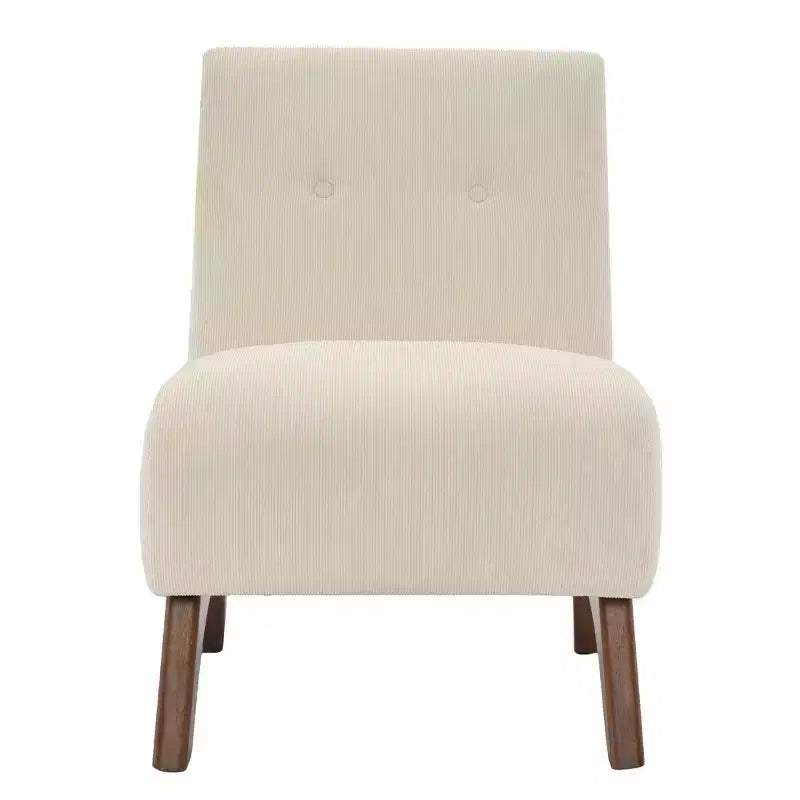 Hyleory Corduroy Upholstered Living Room Chair with Wood Legs, Modern Slipper Side Chair, Reading Chair for Living Room, Bedroom, Office, Small Space