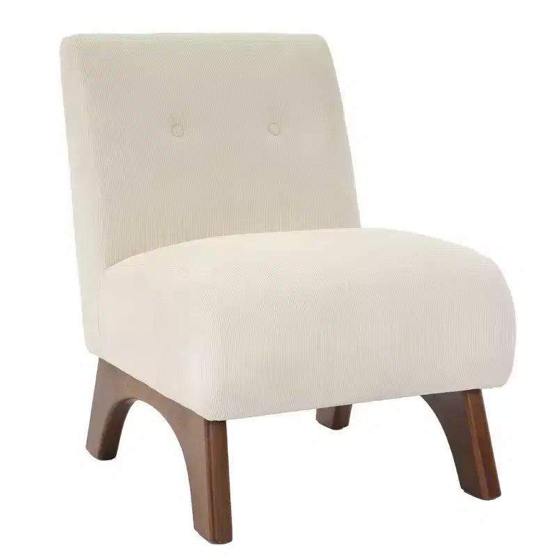 Hyleory Corduroy Upholstered Living Room Chair with Wood Legs, Modern Slipper Side Chair, Reading Chair for Living Room, Bedroom, Office, Small Space
