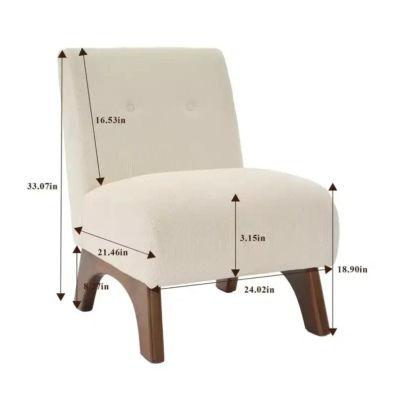 Hyleory Corduroy Upholstered Living Room Chair with Wood Legs, Modern Slipper Side Chair, Reading Chair for Living Room, Bedroom, Office, Small Space