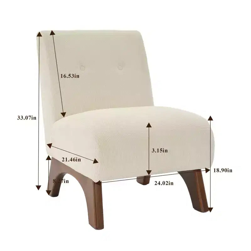 Hyleory Corduroy Upholstered Living Room Chair with Wood Legs, Modern Slipper Side Chair, Reading Chair for Living Room, Bedroom, Office, Small Space