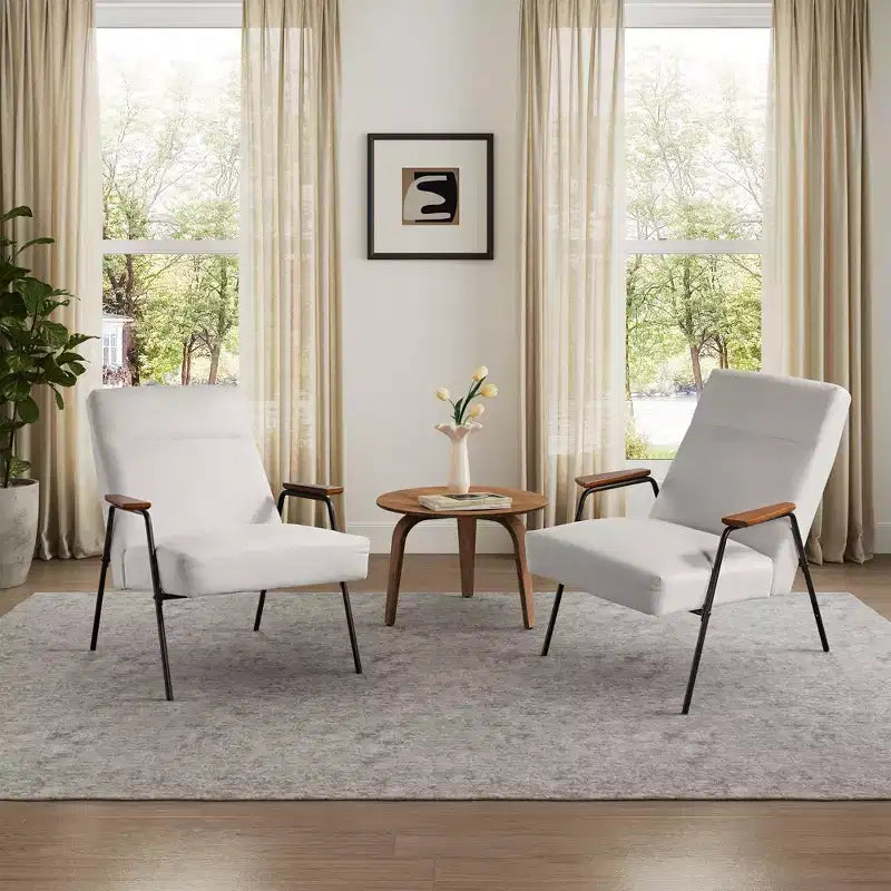 Lumina, Upholstered Lounge Chair with Armrest,29.72 W x 33.66 D x 34.05 H,White