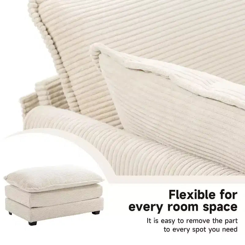 Hyleory Modern Corduroy Fabric Upholstered Accent Chair with Ottoman in
