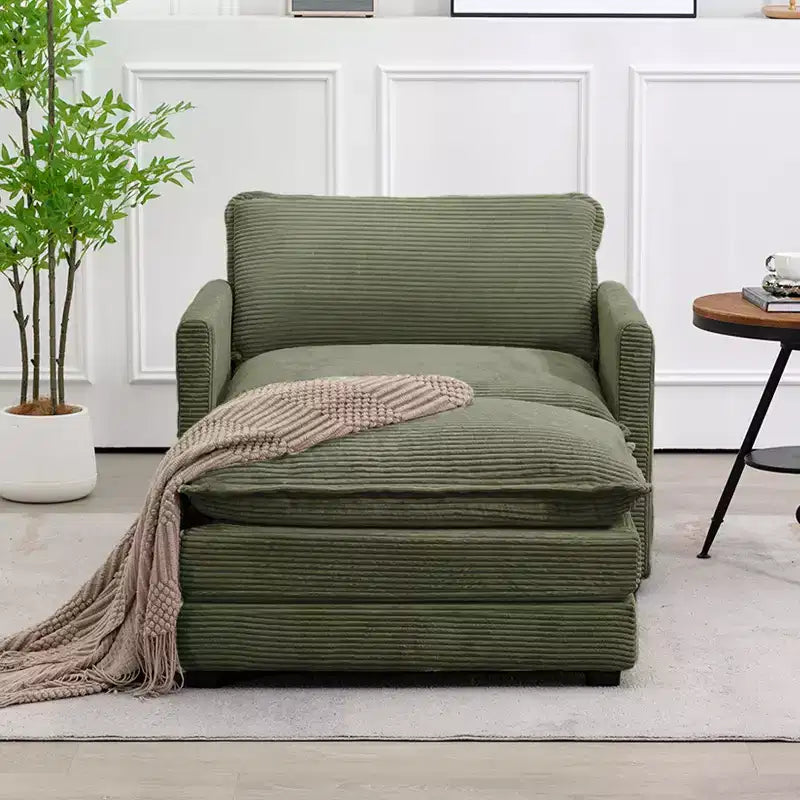 Hyleory Modern Corduroy Fabric Upholstered Accent Chair with Ottoman in