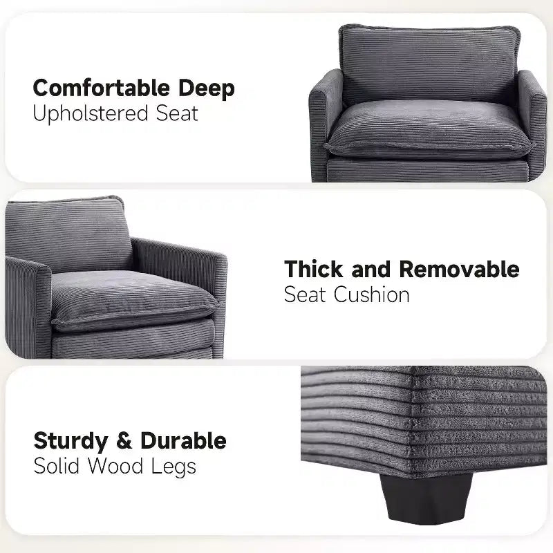 Hyleory Modern Corduroy Fabric Upholstered Accent Chair with Ottoman in