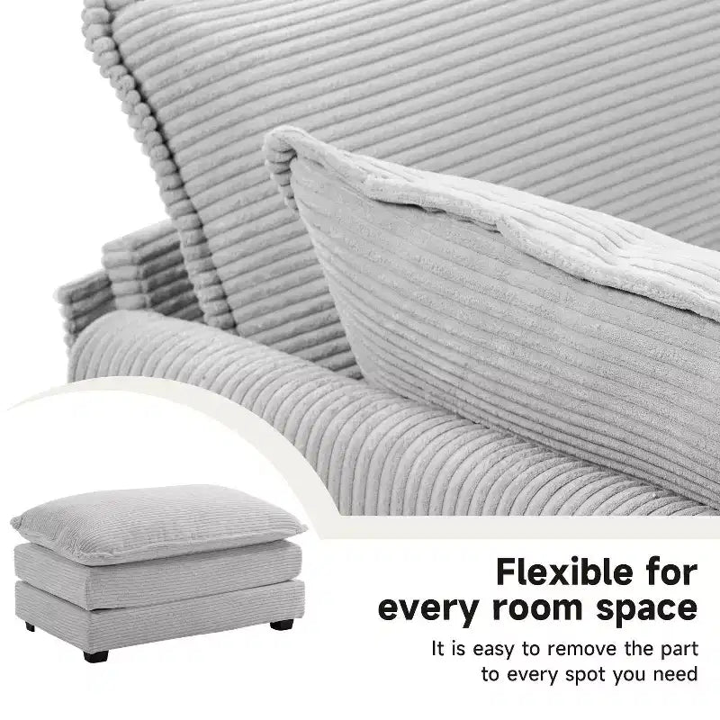 Hyleory Modern Corduroy Fabric Upholstered Accent Chair with Ottoman in