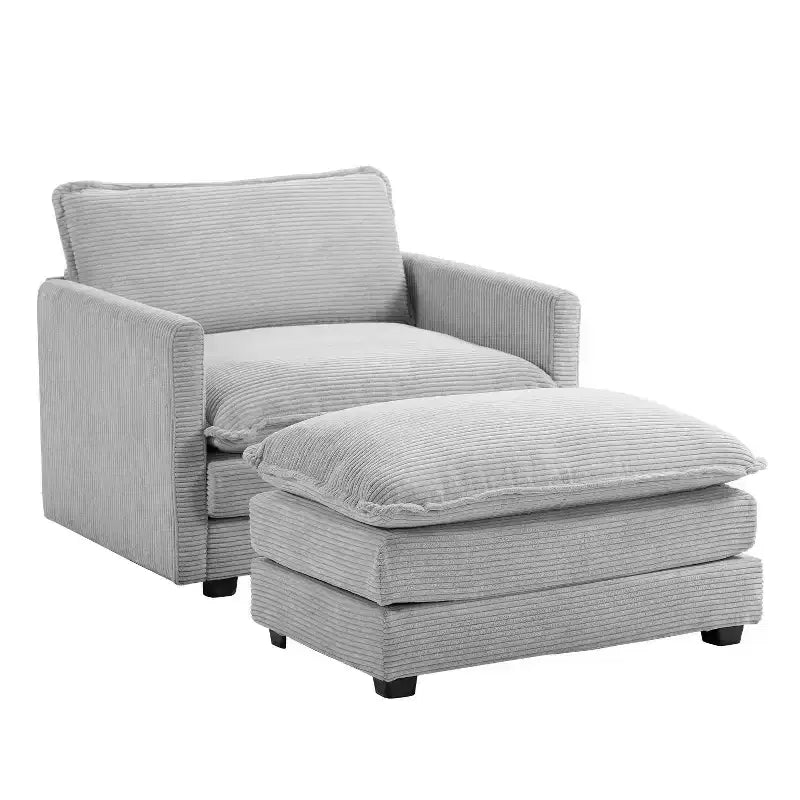Hyleory Modern Corduroy Fabric Upholstered Accent Chair with Ottoman in