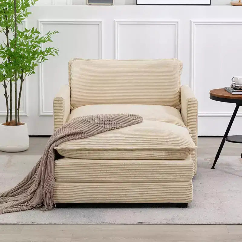 Hyleory Modern Corduroy Fabric Upholstered Accent Chair with Ottoman in