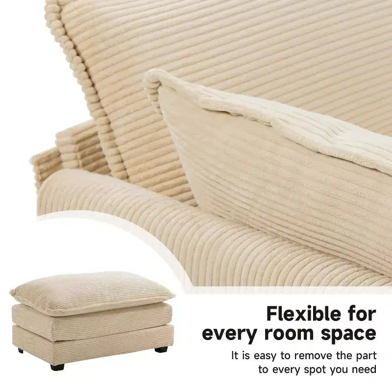 Hyleory Modern Corduroy Fabric Upholstered Accent Chair with Ottoman in
