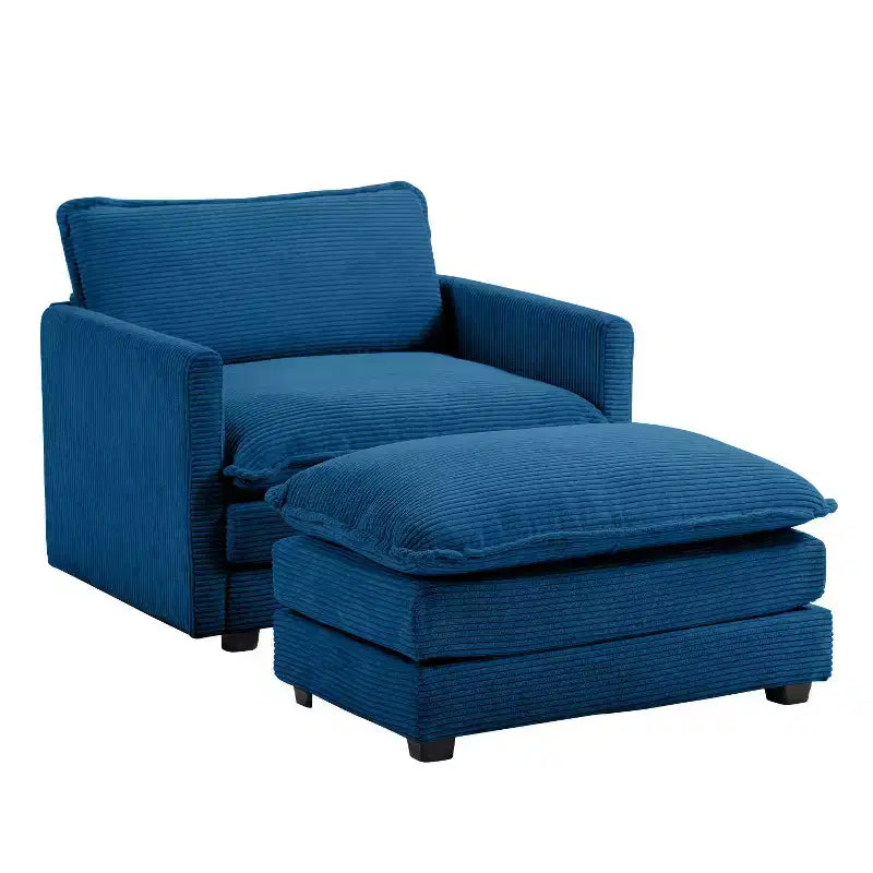 Hyleory Modern Corduroy Fabric Upholstered Accent Chair with Ottoman in