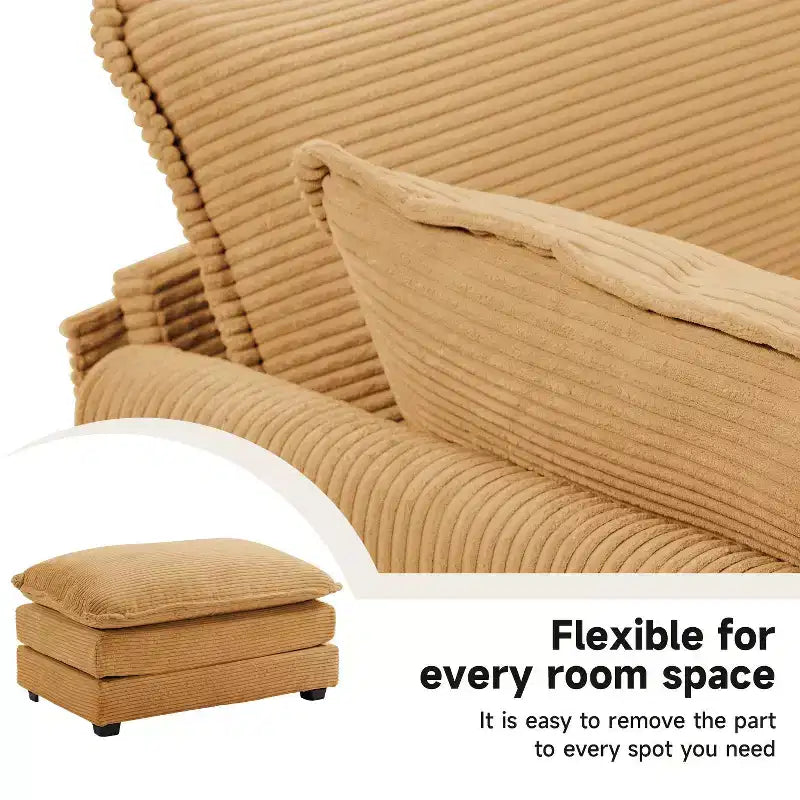 Hyleory Modern Corduroy Fabric Upholstered Accent Chair with Ottoman in