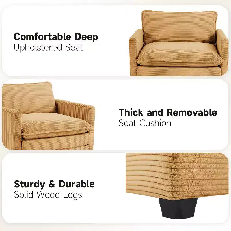Hyleory Modern Corduroy Fabric Upholstered Accent Chair with Ottoman in