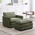 Hyleory Modern Corduroy Fabric Upholstered Accent Chair with Ottoman in