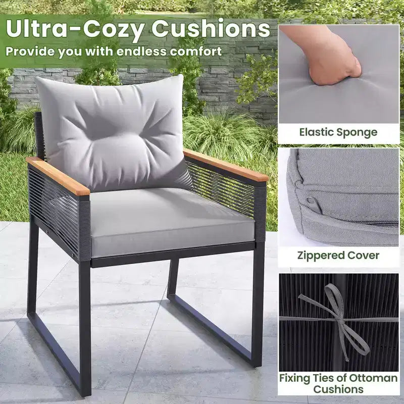 Ensemble de conversation d'extérieur 5 pièces Costway avec fauteuils en rotin et table d'appoint à 2 niveaux