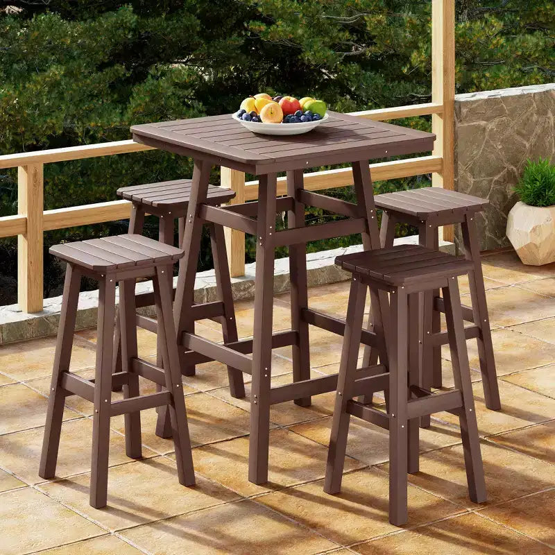 Ensemble de salle à manger de bar WestinTrends Malibu en PEHD pour patio extérieur toutes saisons (5 pièces)