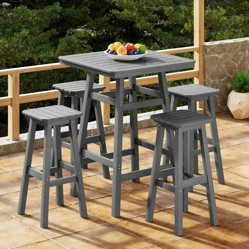 Ensemble de salle à manger de bar WestinTrends Malibu en PEHD pour patio extérieur toutes saisons (5 pièces)