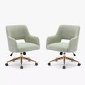WestinTrends Genevieve Mid-Century Modern Swivel Office Chair With Wheels (Set Of 2), Desert Sage