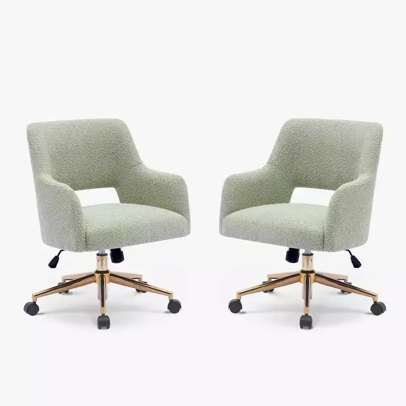 WestinTrends Genevieve Mid-Century Modern Swivel Office Chair With Wheels (Set Of 2), Desert Sage