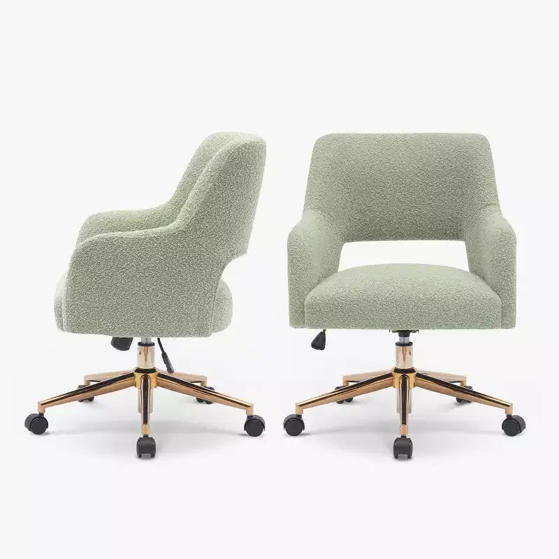 WestinTrends Genevieve Mid-Century Modern Swivel Office Chair With Wheels (Set Of 2), Desert Sage