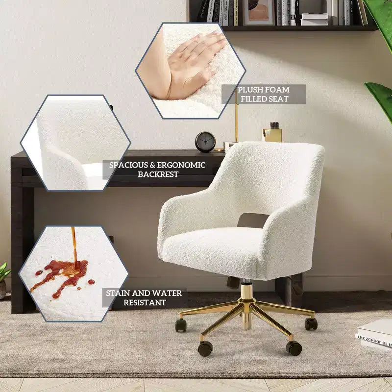 WestinTrends Genevieve Mid-Century Modern Swivel Office Chair With Wheels (Set Of 2), Desert Sage