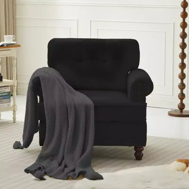 Fauteuil d'appoint Hyleory en chenille avec points de traction, chaise de canapé pour salon, chambre à coucher, bureau