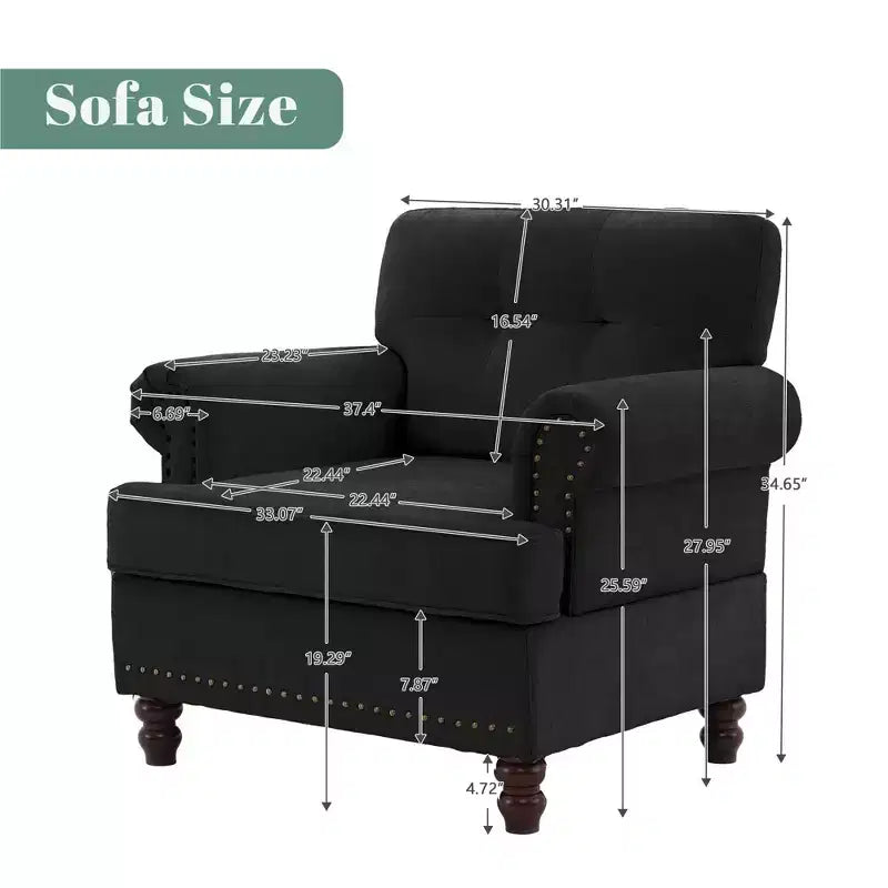 Fauteuil d'appoint Hyleory en chenille avec points de traction, chaise de canapé pour salon, chambre à coucher, bureau