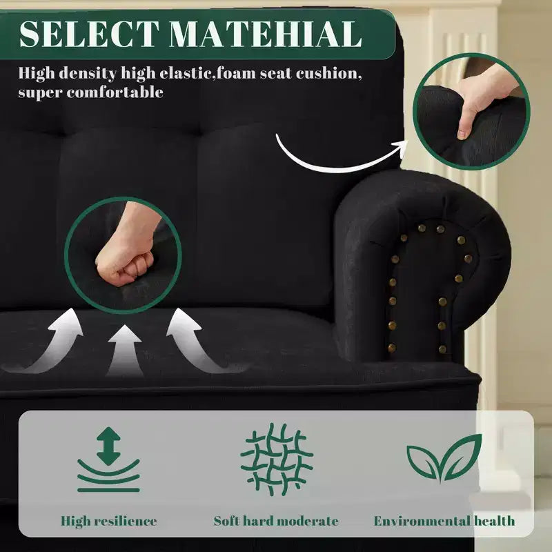 Fauteuil d'appoint Hyleory en chenille avec points de traction, chaise de canapé pour salon, chambre à coucher, bureau