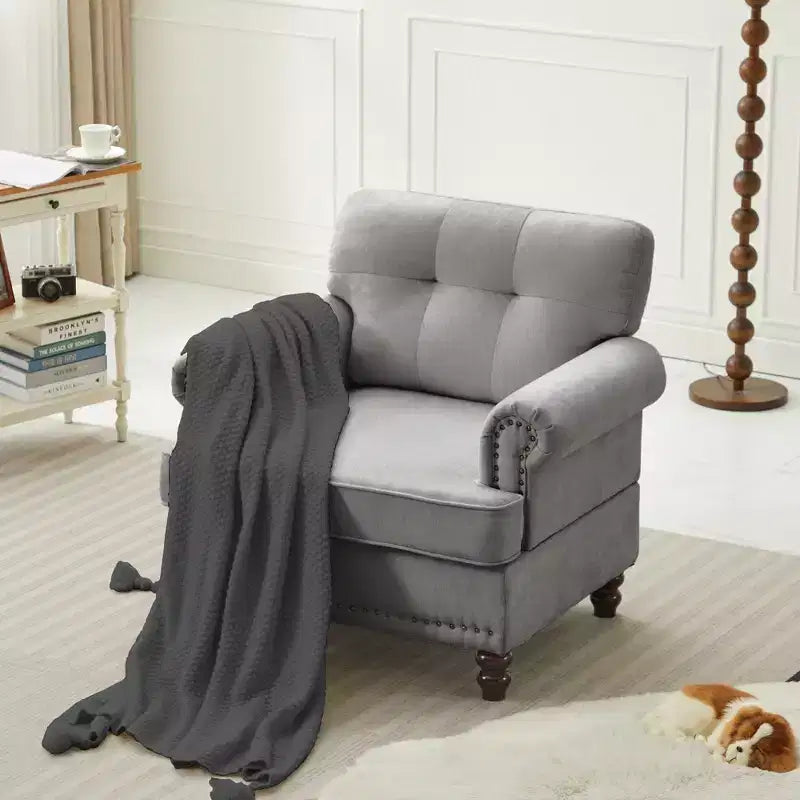 Fauteuil d'appoint Hyleory en chenille avec points de traction, chaise de canapé pour salon, chambre à coucher, bureau