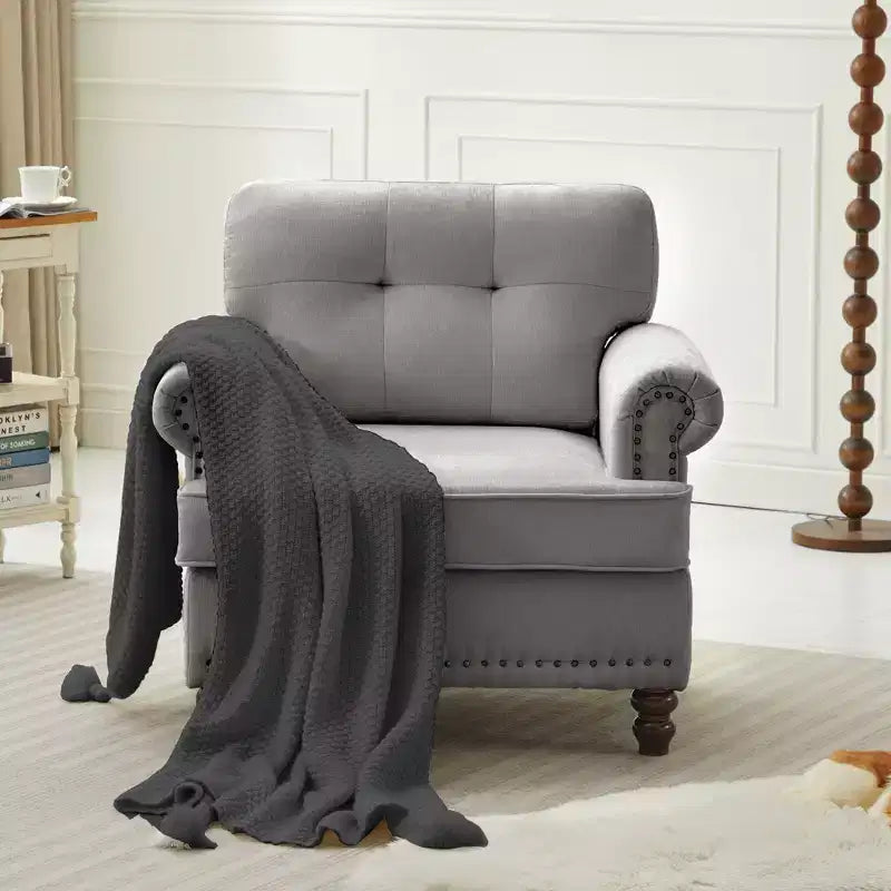 Fauteuil d'appoint Hyleory en chenille avec points de traction, chaise de canapé pour salon, chambre à coucher, bureau