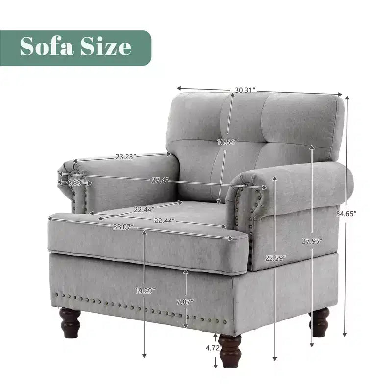 Fauteuil d'appoint Hyleory en chenille avec points de traction, chaise de canapé pour salon, chambre à coucher, bureau