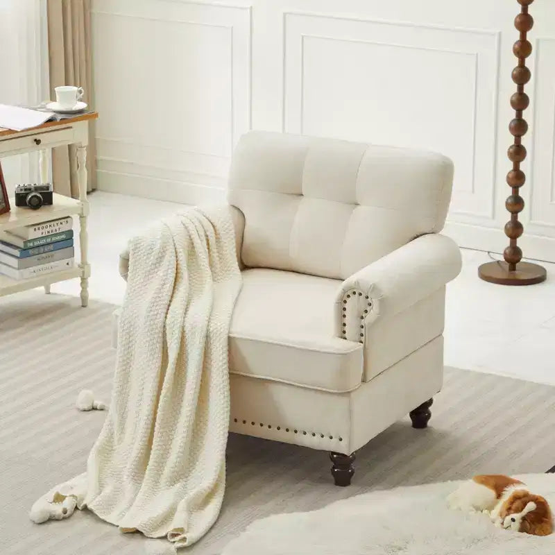 Fauteuil d'appoint Hyleory en chenille avec points de traction, chaise de canapé pour salon, chambre à coucher, bureau