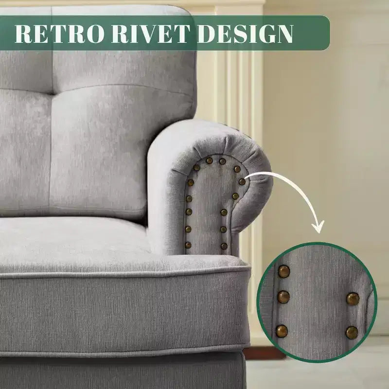 Fauteuil d'appoint Hyleory en chenille avec points de traction, chaise de canapé pour salon, chambre à coucher, bureau