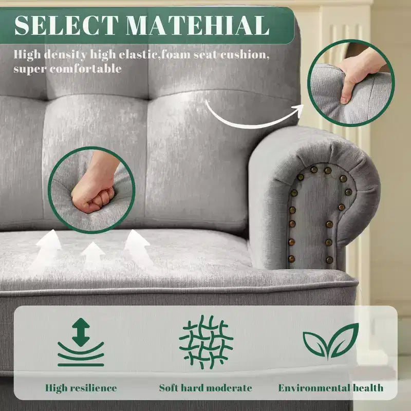 Fauteuil d'appoint Hyleory en chenille avec points de traction, chaise de canapé pour salon, chambre à coucher, bureau