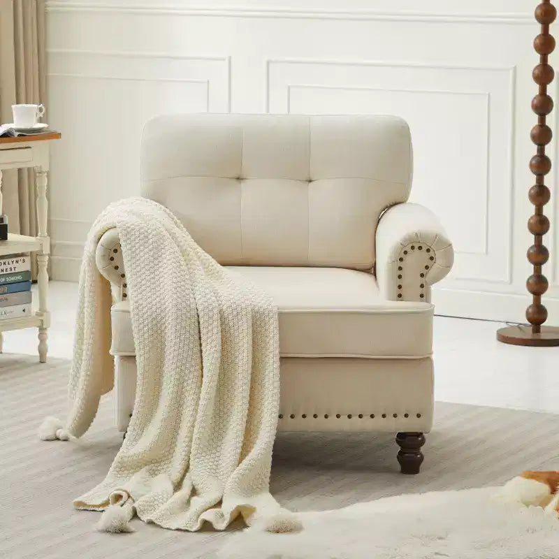 Fauteuil d'appoint Hyleory en chenille avec points de traction, chaise de canapé pour salon, chambre à coucher, bureau