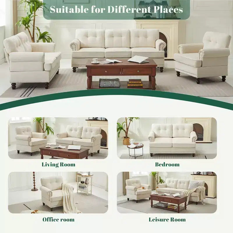 Fauteuil d'appoint Hyleory en chenille avec points de traction, chaise de canapé pour salon, chambre à coucher, bureau