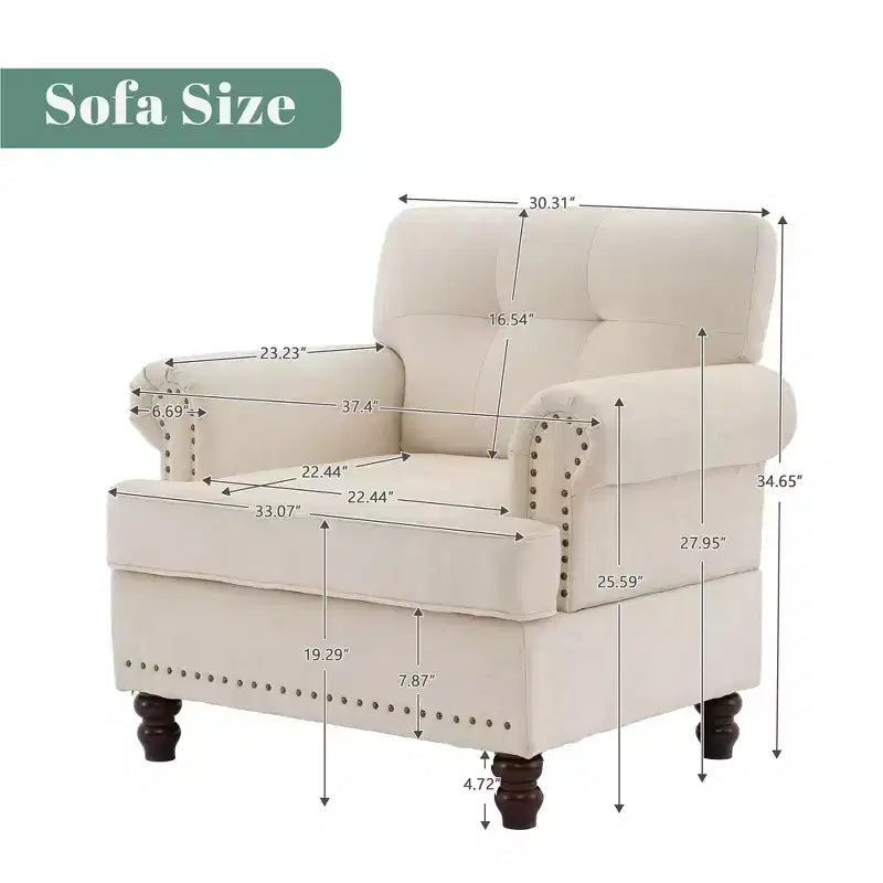 Fauteuil d'appoint Hyleory en chenille avec points de traction, chaise de canapé pour salon, chambre à coucher, bureau