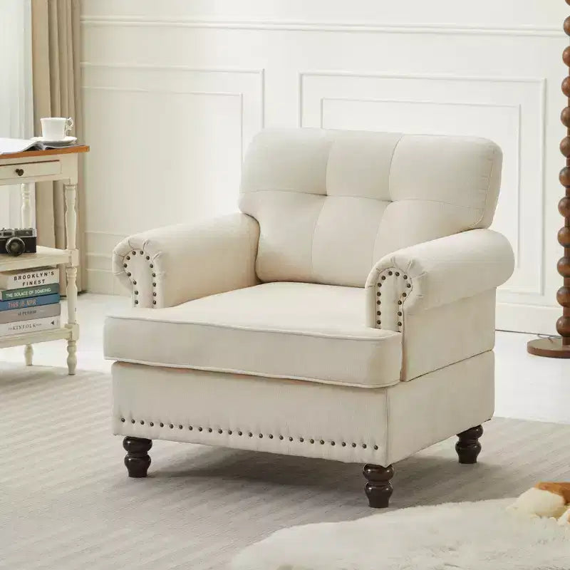 Fauteuil d'appoint Hyleory en chenille avec points de traction, chaise de canapé pour salon, chambre à coucher, bureau