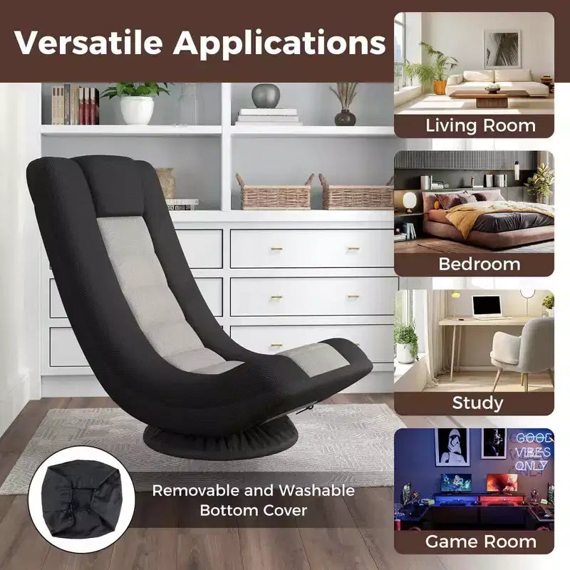 Costway 360 Swivel Gaming Chair 4 Position Adjustable Folding Floor Sofa Indoor