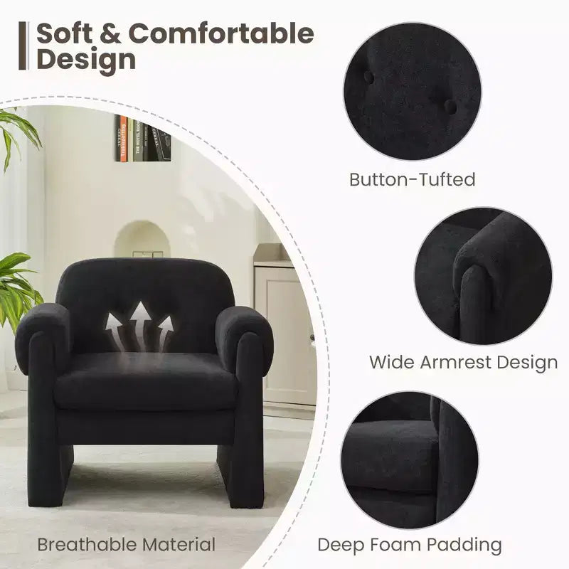 Hyleory Downy Fluffy Cloud Upholstered Accent Chair,Armchair for Bedroom Reception Area Reading Room Living Room