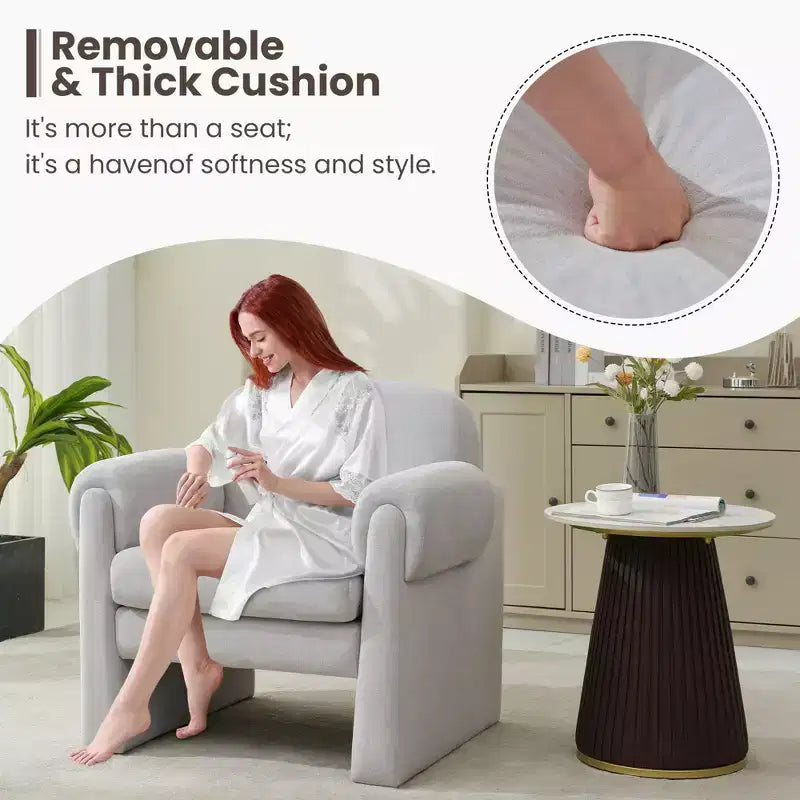 Hyleory Downy Fluffy Cloud Upholstered Accent Chair,Armchair for Bedroom Reception Area Reading Room Living Room