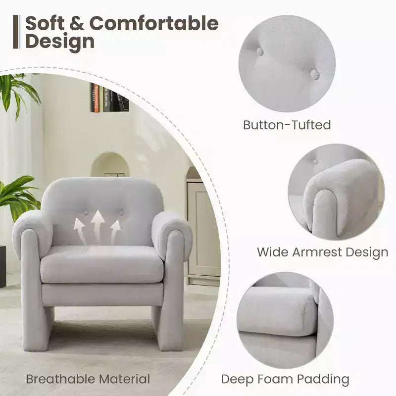 Hyleory Downy Fluffy Cloud Upholstered Accent Chair,Armchair for Bedroom Reception Area Reading Room Living Room