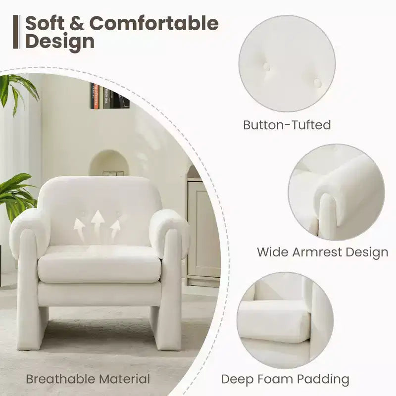 Hyleory Downy Fluffy Cloud Upholstered Accent Chair,Armchair for Bedroom Reception Area Reading Room Living Room