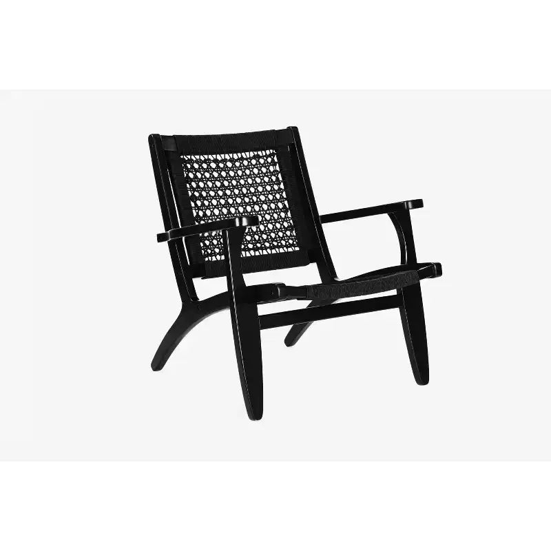 Boraam Harrison Hexagon Woven Black Rope Accent Chair