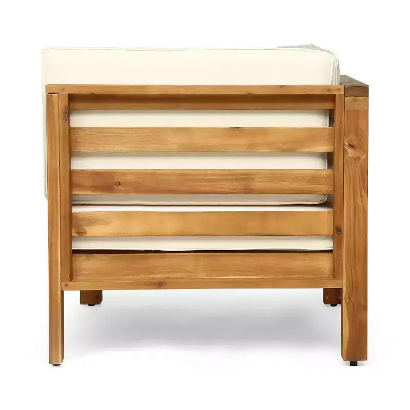 Ensemble causeuse et table d'extérieur GDFStudio Cascada en bois d'acacia avec coussins, teck/beige