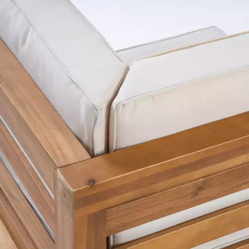 Ensemble causeuse et table d'extérieur GDFStudio Cascada en bois d'acacia avec coussins, teck/beige