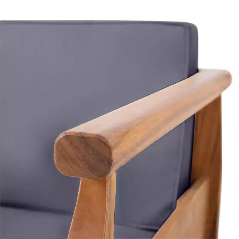 GDFStudio Bianca Ensemble canapé deux places et table basse d'extérieur en bois d'acacia avec coussins, teck/gris foncé