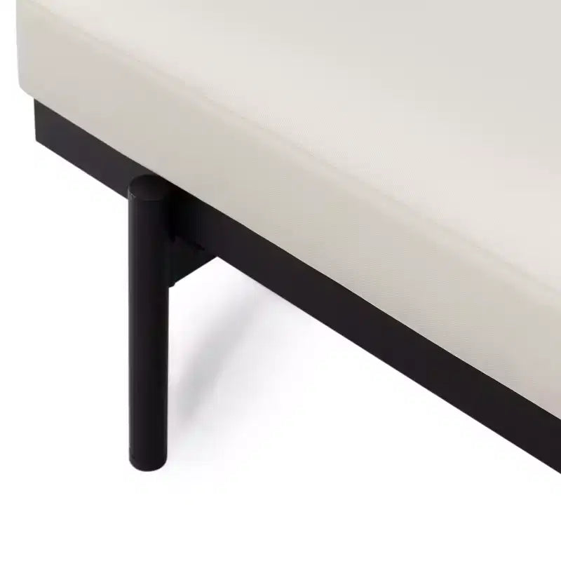 GDFStudio Cody Canapé d'angle d'extérieur 5 places en bois d'acacia et fer avec coussins, teck, noir et crème